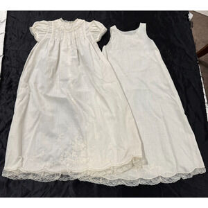 Vtg Neiman Marcus Christening Gown Slip 6 Months? Chest 21" Ivory Embroidered